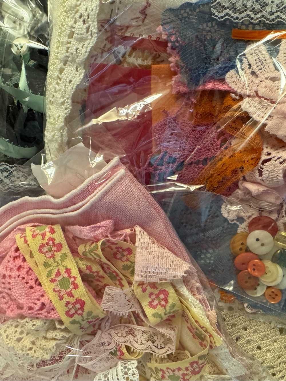 Vintage 75+ Fabric Scrap Lace Embroidery Crochet Slow SewJunk Journal - Picture 7 of 11